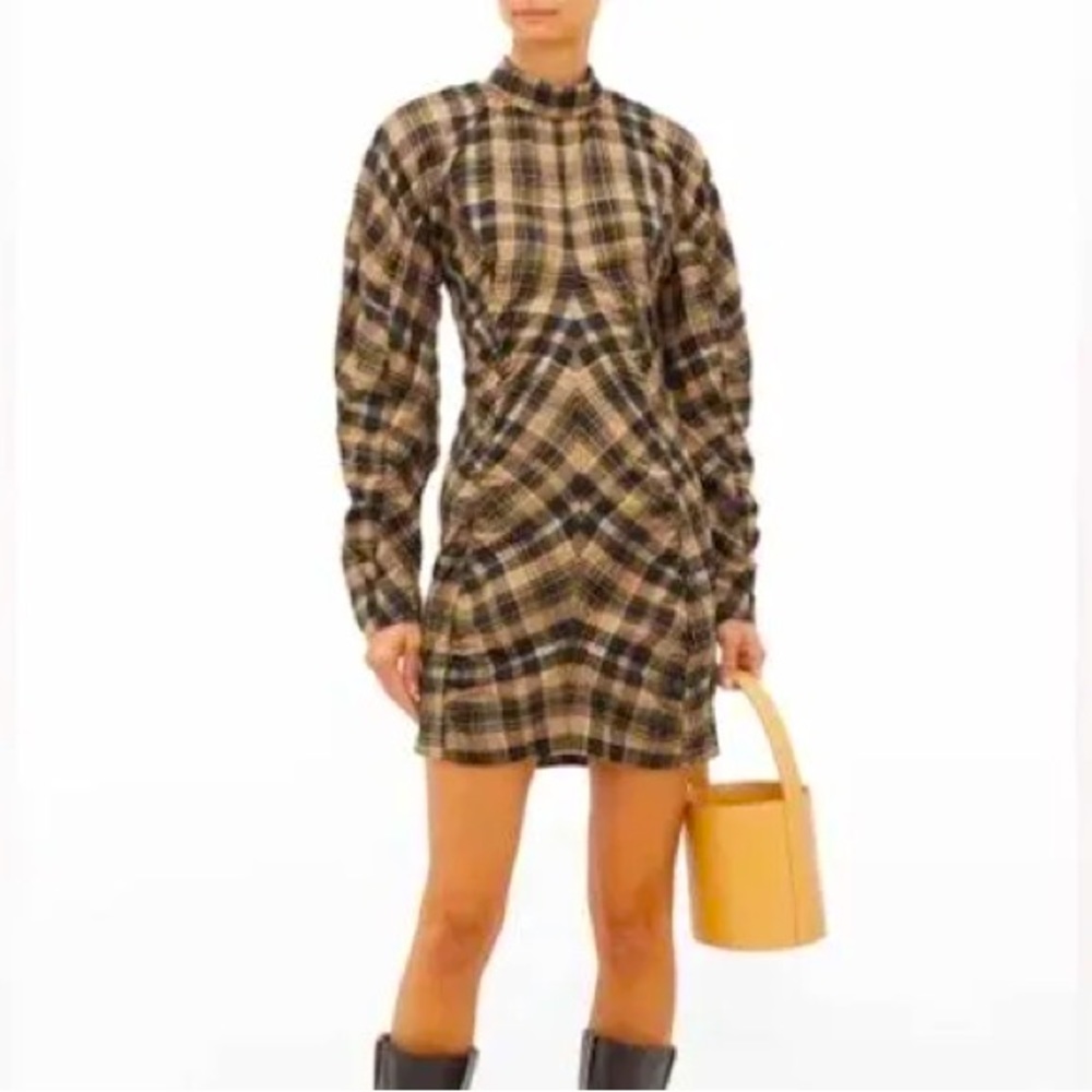 Ganni Plaid Mini Dress